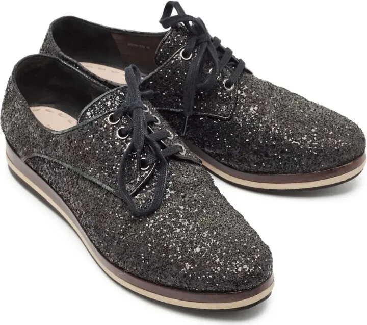 Glitter-Embellished Lace-Up Shoes - Image 2