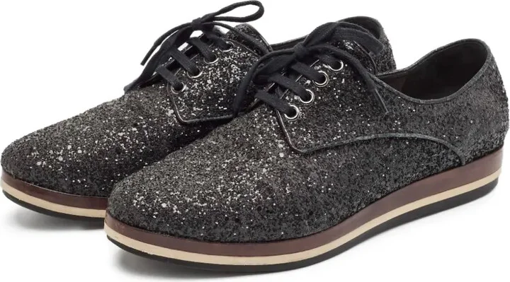 Glitter-Embellished Lace-Up Shoes - Image 4
