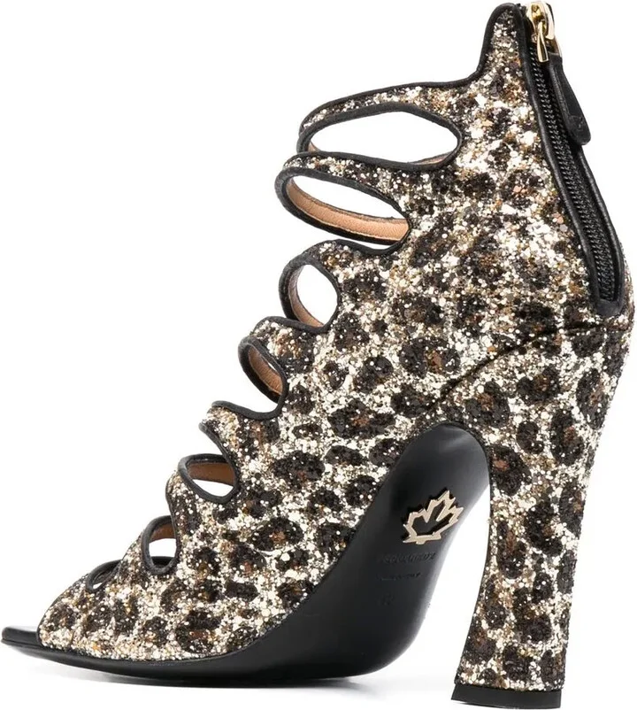 Glitter-Embellished Leopard-Print Sandals - Image 3
