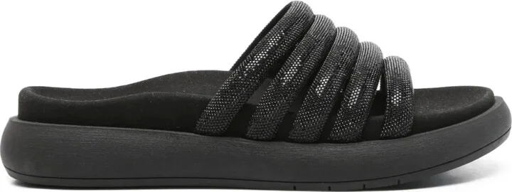 Glitter-Embellished Slip-On Sandals