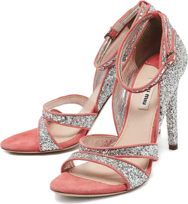 Glitter-Embellished Stiletto Sandals - Image 2