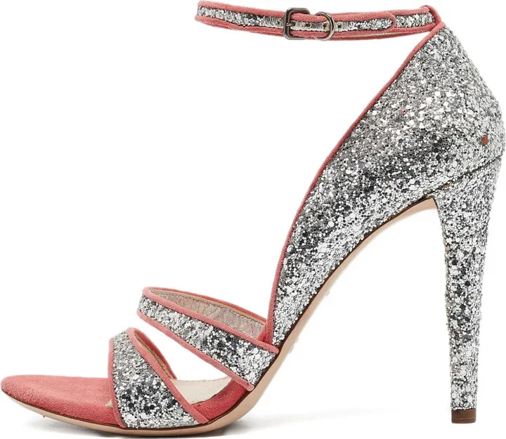 Glitter-Embellished Stiletto Sandals