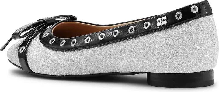 Glitter Eyelet Detailing Ballerina Shoes - Image 3