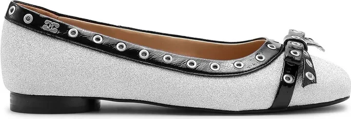 Glitter Eyelet Detailing Ballerina Shoes