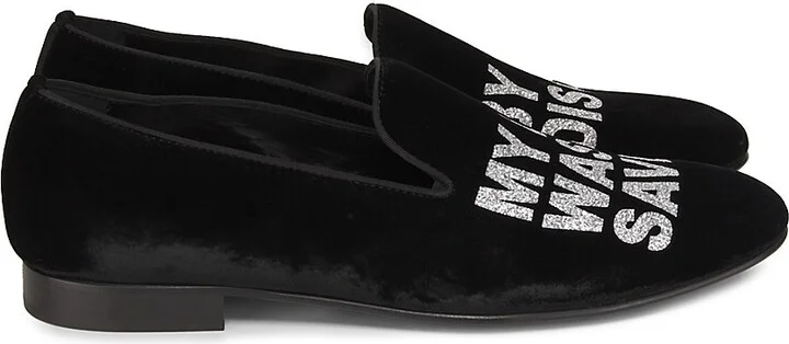 Glitter Graphic Slip-On Loafers