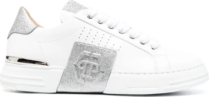 Glitter Lo-Top leather sneakers