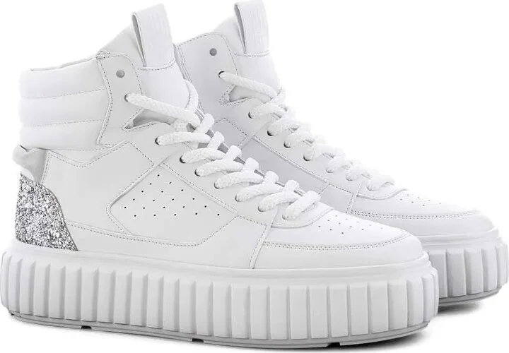 Glitter-Panel High-Top Sneakers