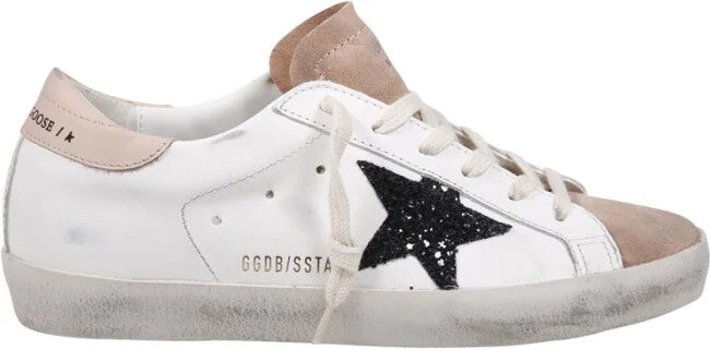 Glitter Star Accent Leather Sneakers