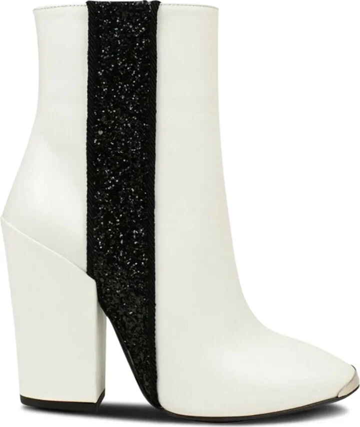 Glitter-Stripe Leather Boots