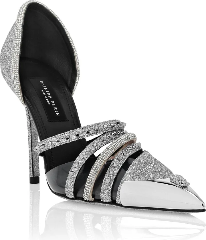 Glitter & Suede Decollete Pumps