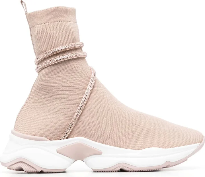 Glitter-Wrap Sock-Ankle Sneakers