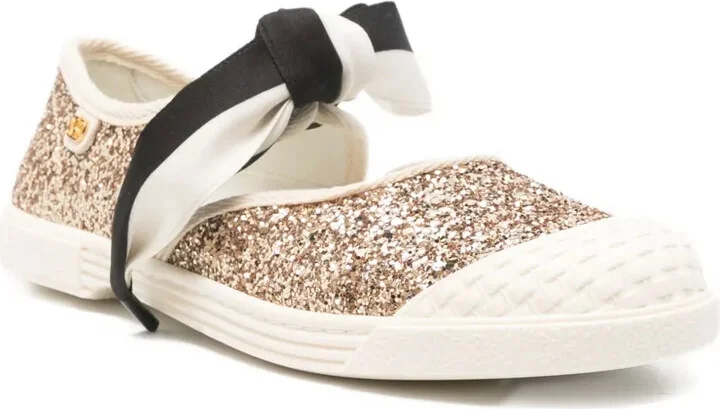 Glittered Bow-Detail Ballet Flats - Image 2