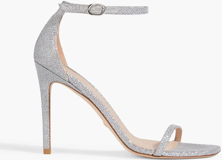 Glittered metallic woven sandals