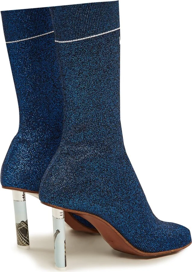 Glittered Sock Boots Blue
