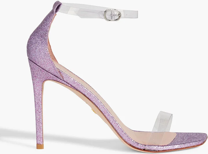 Glittered woven and PVC sandals