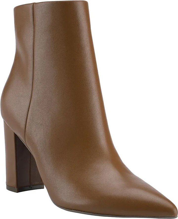 Glorena Womens Leather Pointed Toe Booties