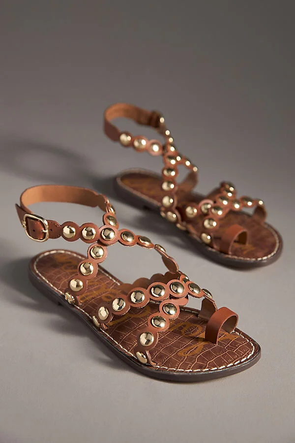 Gloria Ankle Strap Studded To-Ring Sandals