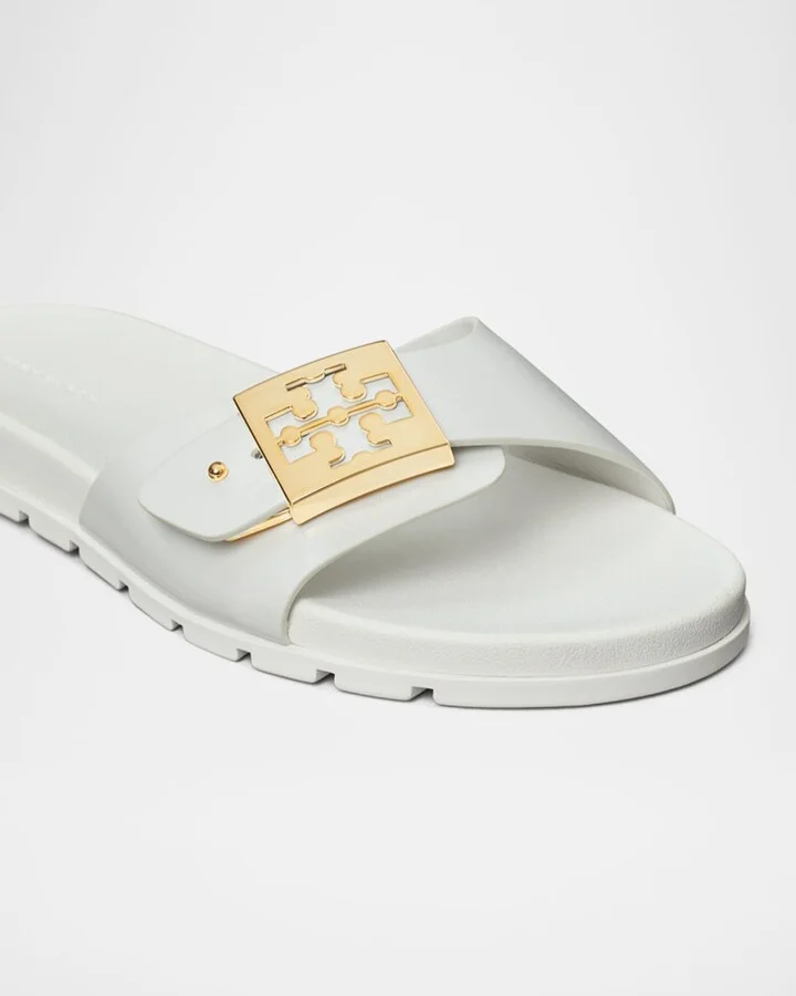Glossy Buckle Slide Sandals - Image 7