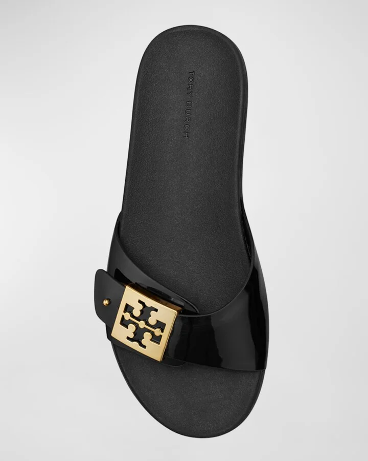 Glossy Buckle Slide Sandals - Image 10