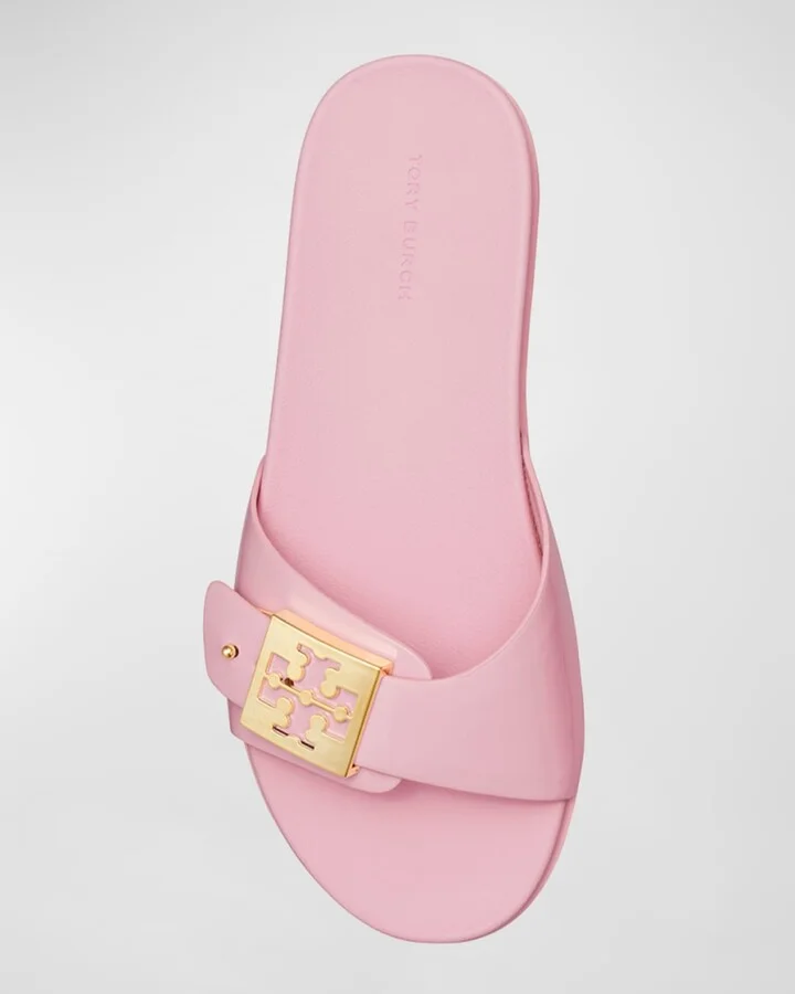 Glossy Buckle Slide Sandals - Image 3