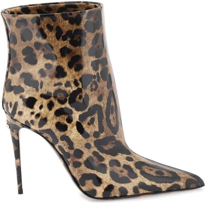 Glossy Leather Ankle Boots