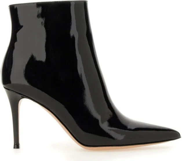 Glossy Patent Leather Ankle Boots