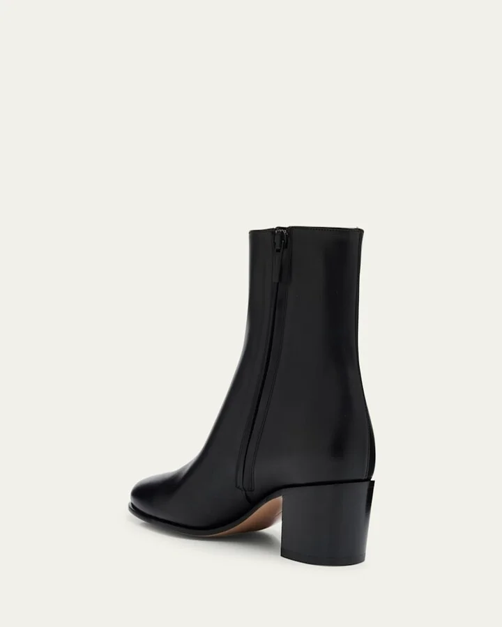 Glove Leather Block-Heel Booties - Image 4
