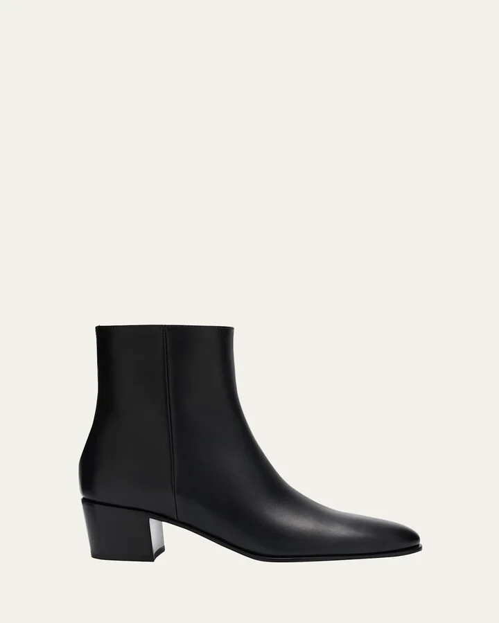 Glove Leather Block-Heel Booties