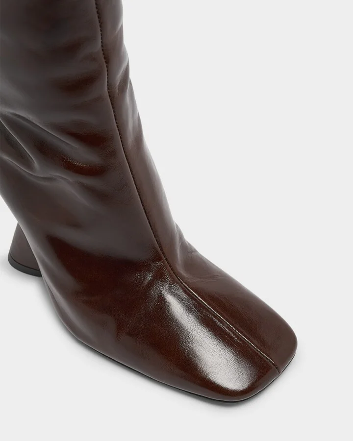 Glove Leather Wedge Knee Boots - Image 4