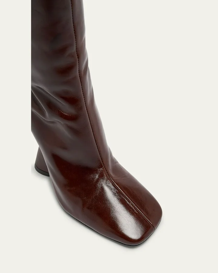 Glove Leather Wedge Knee Boots - Image 5