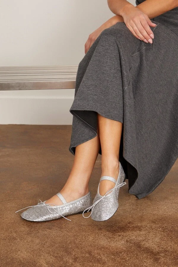 Glove Mary Jane Ballet Flats in Silver - Image 2