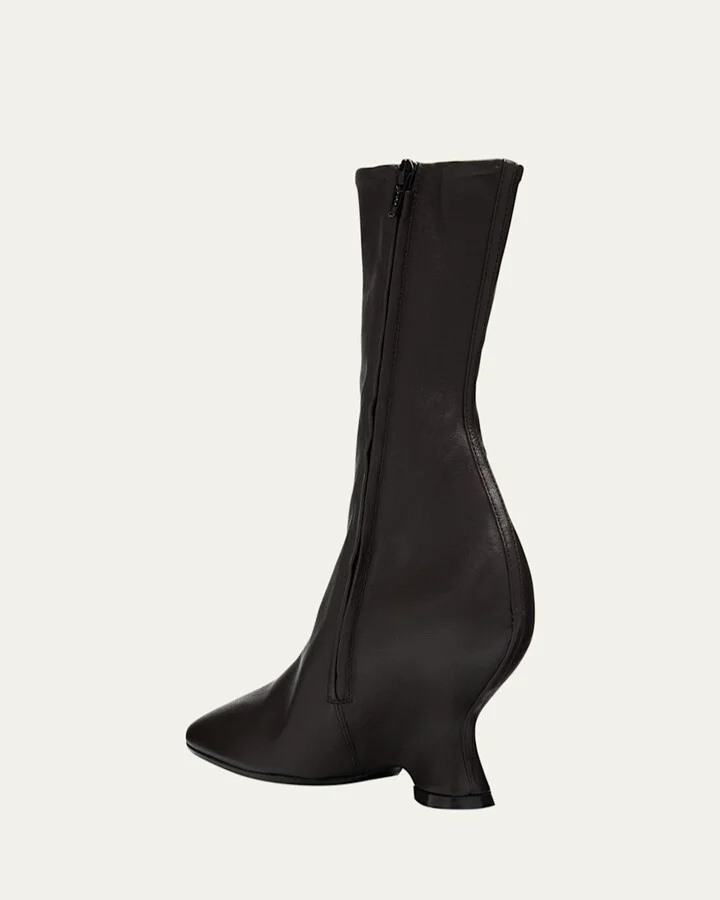 Glove Stretch Leather Wedge Boots - Image 4