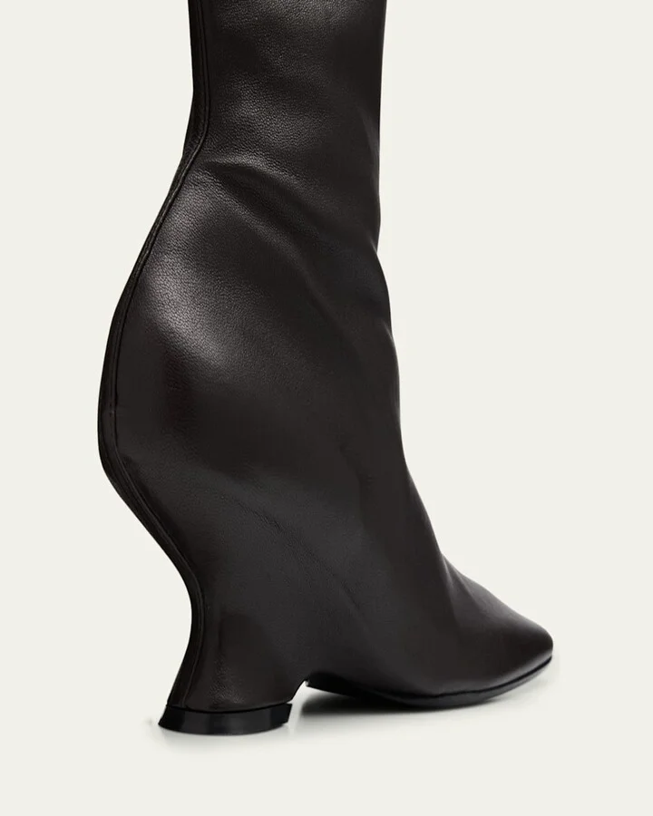 Glove Stretch Leather Wedge Boots - Image 5