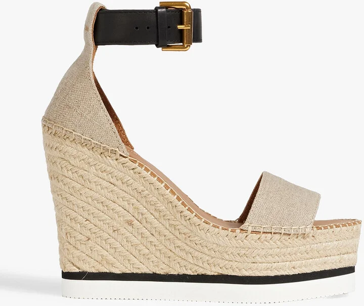 Glyn leather and canvas espadrille wedge sandals