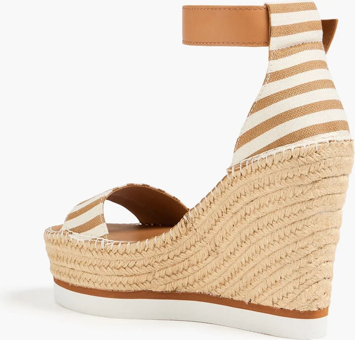 Glyn striped leather and canvas espadrille wedge sandals - Image 3