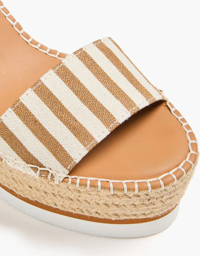 Glyn striped leather and canvas espadrille wedge sandals - Image 4