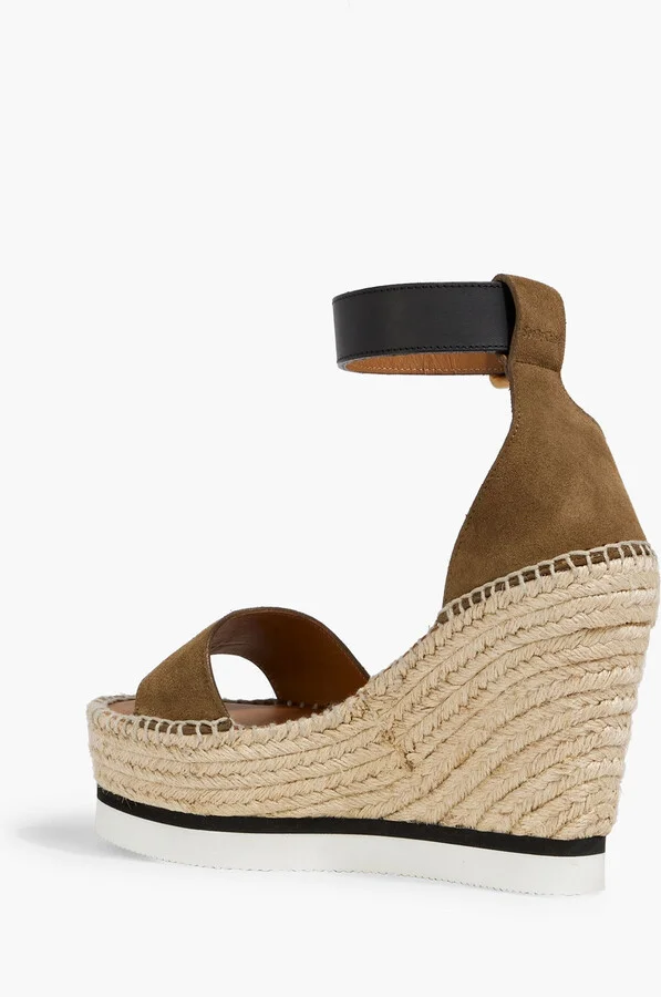 Glyn suede and leather espadrille wedge sandals - Image 3
