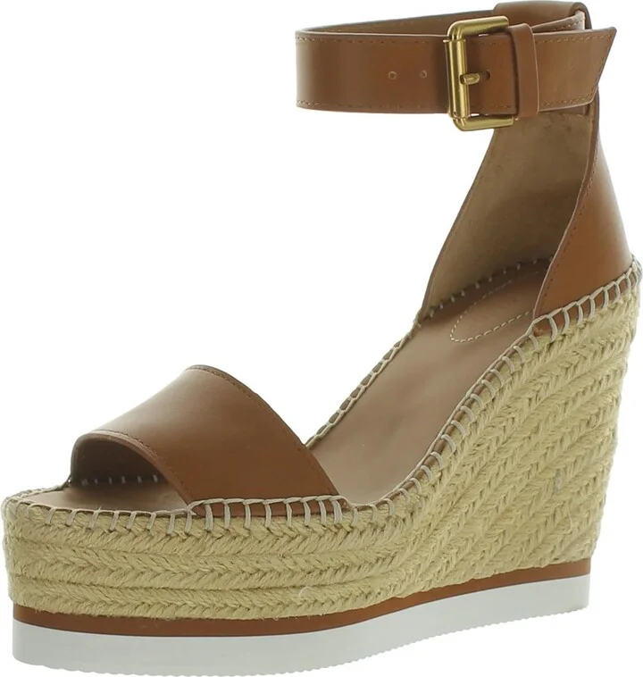 Glyn Womens Suede Ankle Strap Wedge Sandals