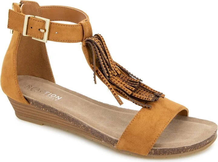 Glytoni Fringe T-Strap Sandal