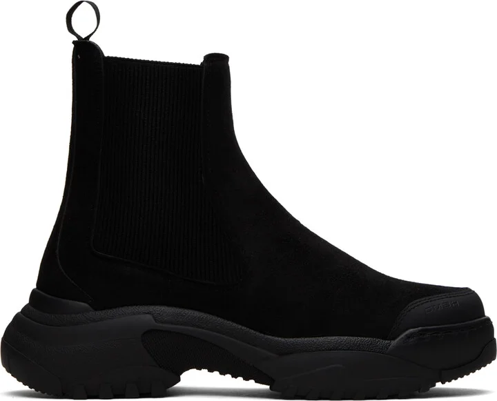 GmbH Black Faux-Suede Chelsea Boots