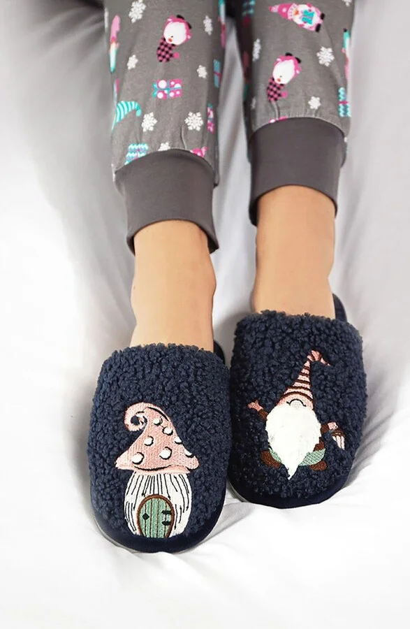 Gnome Mushroom Faux Shearling Memory Foam Slipper