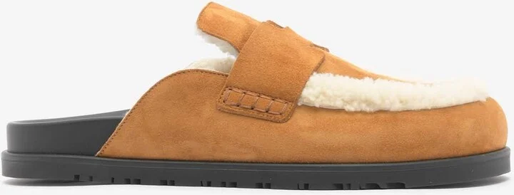 Go Mules in Naturel Suede and Ecru Shearling