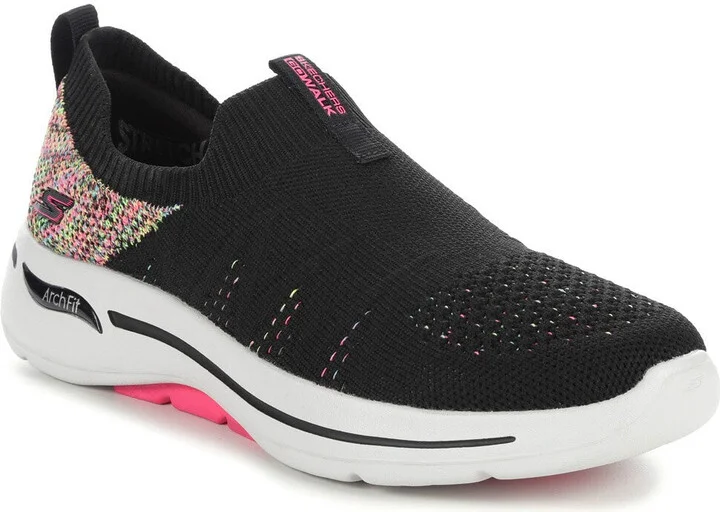 Go Walk Arch Fit - Fun Times 124478-BKMT Womens 10 Black Shoes EEE4107