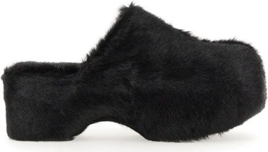 Goat Hair Mules With Coated Calfskin Sole
