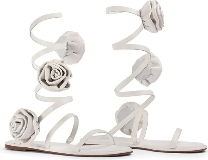 Goddess floral-appliqué leather sandals - Image 2