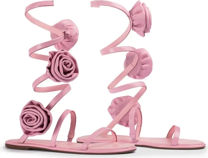 Goddess floral-appliqué leather sandals - Image 2