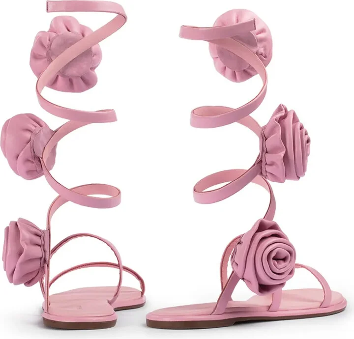 Goddess floral-appliqué leather sandals - Image 3
