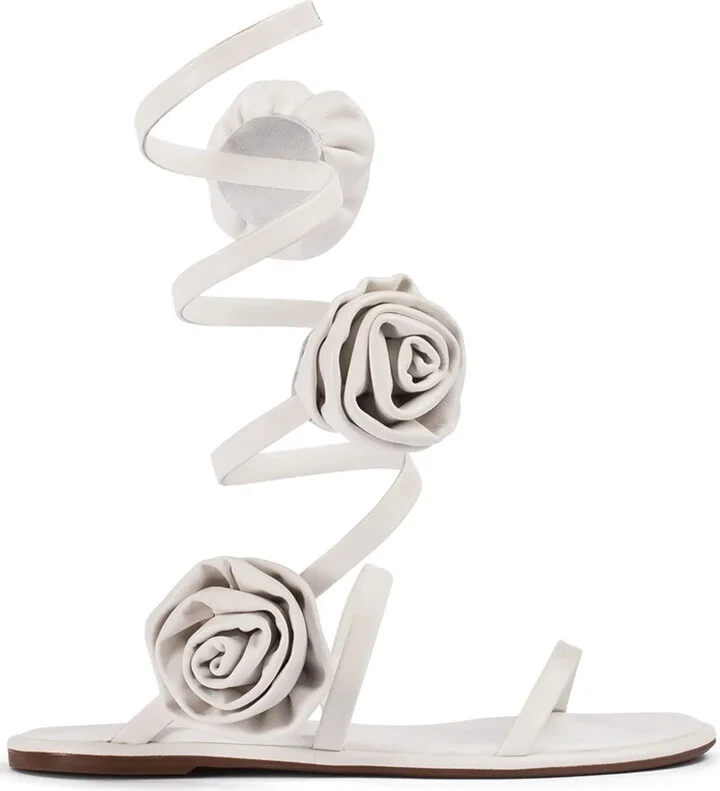 Goddess floral-appliqué leather sandals