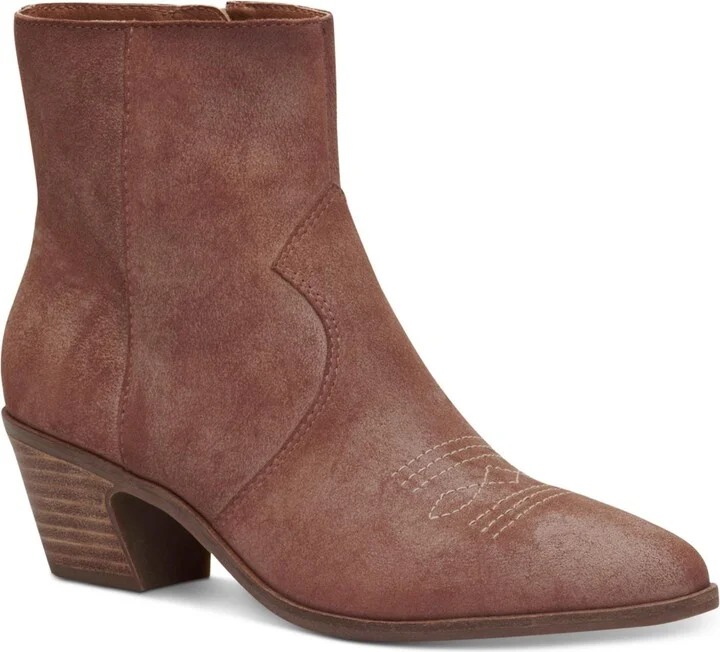 GODDIY Womens Faux Suede Zipper Ankle Boots