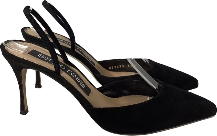 Godiva Slingback Sandals in Black Suede